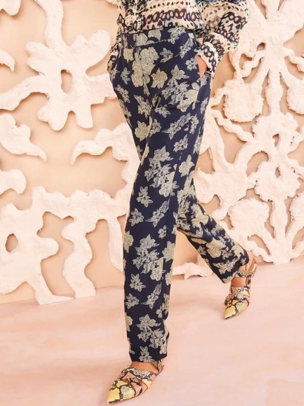 NWT Ulla Johnson Pilar Pants Crepe Floral Minuit 6